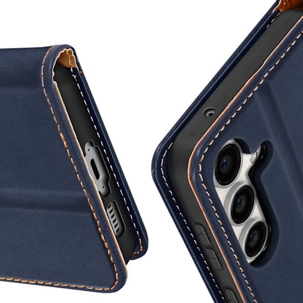 Fodral till Samsung S23 FE - AVIZAR - Plånbok Videostöd - Magnetisk flik - Blå Blå