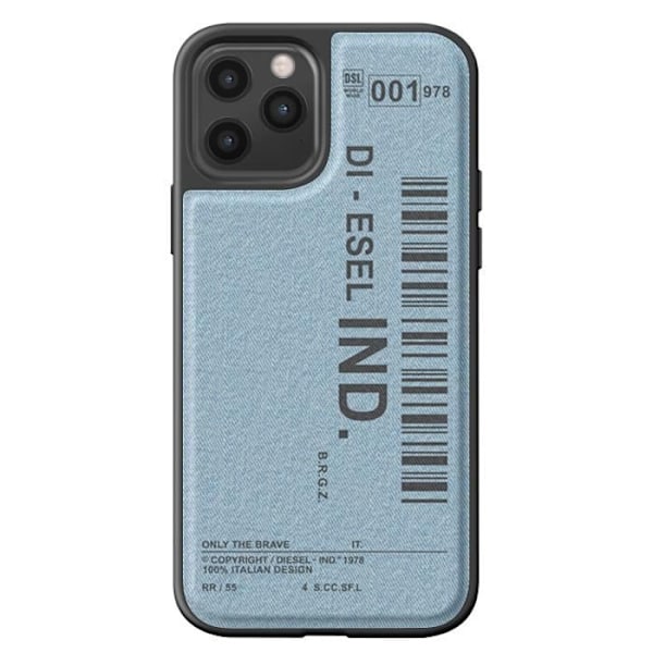Fodral för iPhone 12 och 12 Pro Anti-fall Denim streckkodstryck Dieselblå Blå