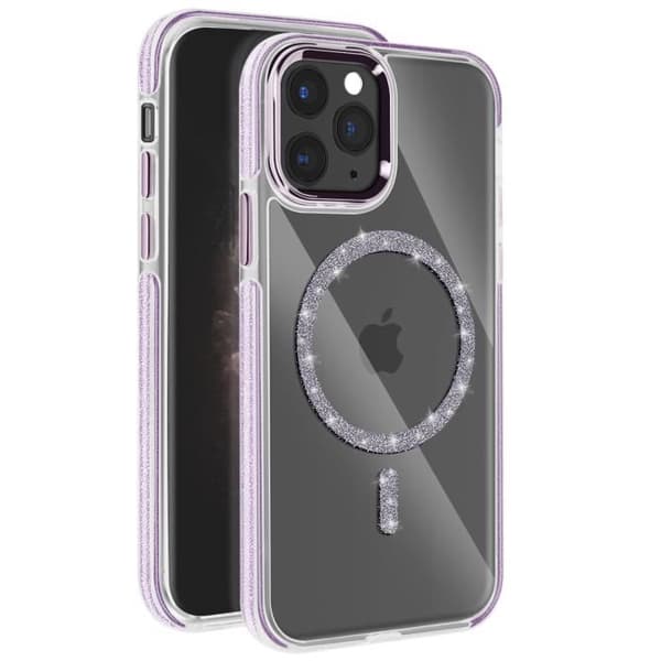 Coque MagSafe - Silikon - iPhone 11 Pro - Glittrande - Stötsäker - Kameraskydd Lila