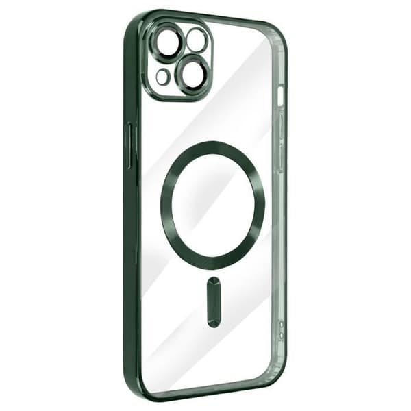 Coque - Apple - iPhone 14 - Silikoni - Vihreä - MagSafe - krominen reunus Grön