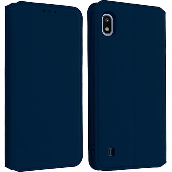 Housse - AVIZAR - Samsung Galaxy A10 - Ekoskinn - Ställningsfunktion - Mörkblå Midnattsblå