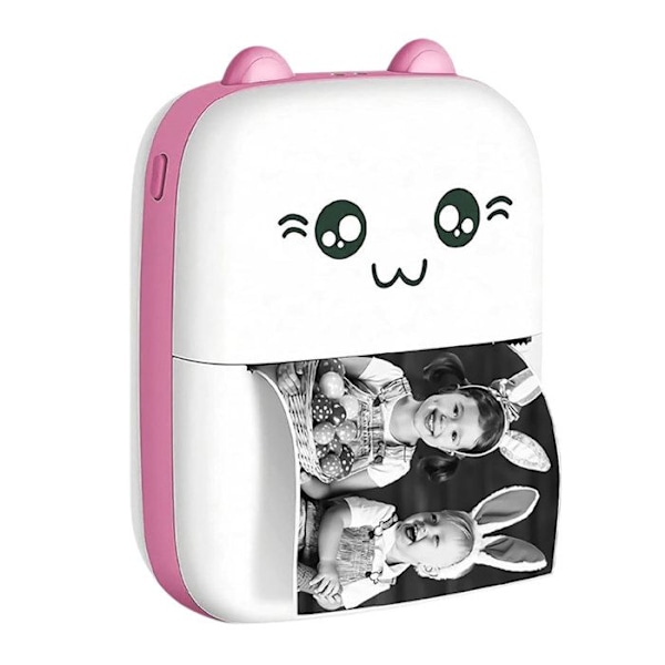 Bluetooth Tilsluttet Termisk Printer 200dpi Cat Model Bærbar Hvid / Pink