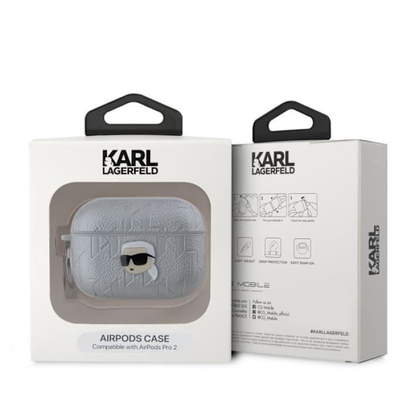 Étui för AirPods Pro 2 Monogram med Karl Head Prägling Karl Lagerfeld Silver Grå