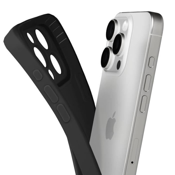 Silicone-fodral för iPhone 16 Pro Max Slät Kamera Blockerad Svart Svart