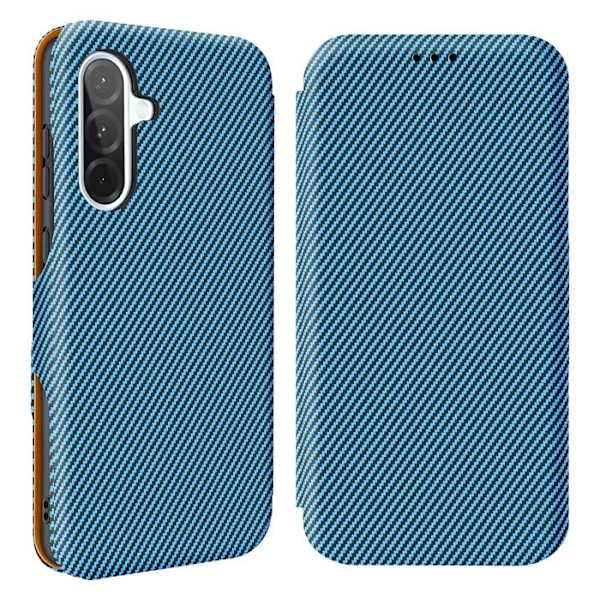 Kolfiberfodral - Samsung - Galaxy A36 - Anti-RFID - Videostöd - Blå Blå