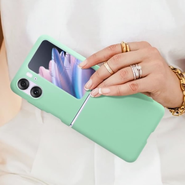 Fodral till Oppo Find N2 Flip - AVIZAR - Anpassad design - Styv polykarbonat - Ljusgrön - Vit Ljusgrön