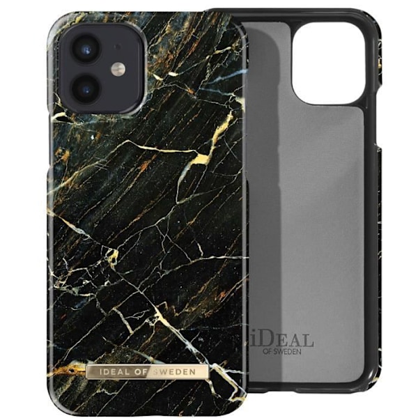 Suojakuori iPhone 12 Mini Marbled Luxury Ultra ohut Port Laurent Marble iDeal of Sweden musta / kulta