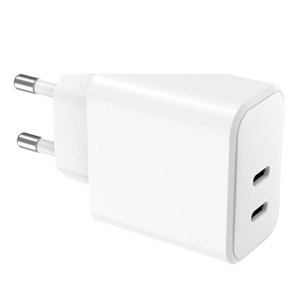 Pikakuormittaja Kaksinkertainen USB-C 40W (20W+20W) Power Delivery WOW Valkoinen Vit