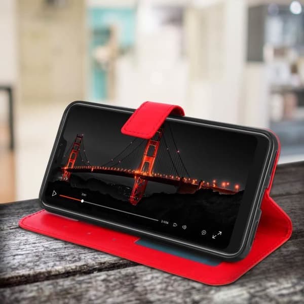 Housse - Xiaomi - Mi A2 - Øko-læder - Rød - Støttefunktion Röd