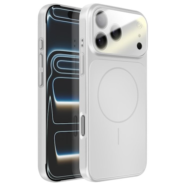 MagSafe-cover til iPhone 17 Pro Max, hård med glasbeskyttelse til kamera, sølv Grå