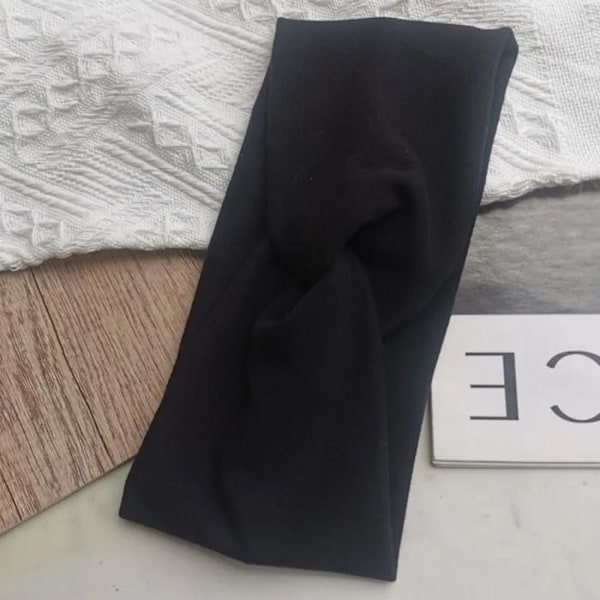 Perus Musta Yksivärinen Silkkijersey Hiuspanta Svart