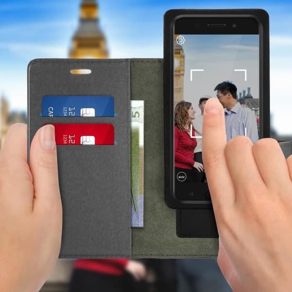 Smartphone-etui 5,3 til 5,8'' tegnebogscover Skydekortholder - grå XXL Grå