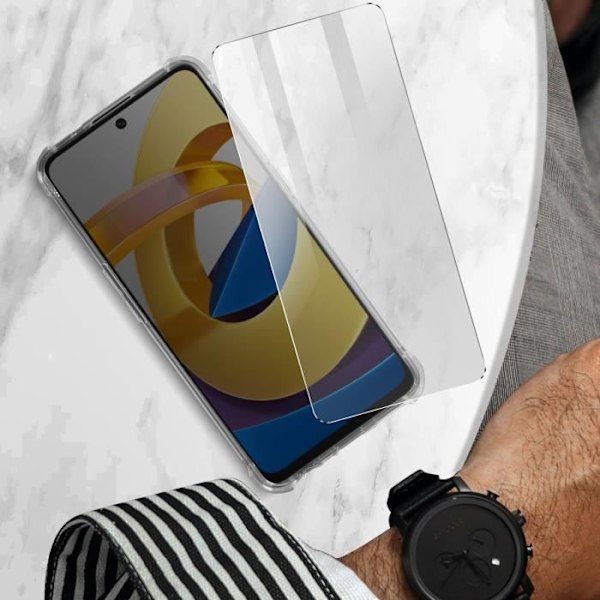 Beskyttelsespakke - AVIZAR - Xiaomi Poco M4 Pro 5G - Stødsikker etui - 9H hærdet glas - 360° beskyttelse Transparent