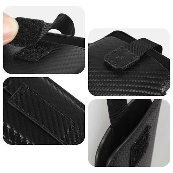 Smartphone Bæltetaske Carbon Effect Pull-Up Tab Størrelse XXL Forcell Sort Kol
