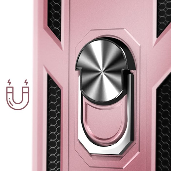 Coque för iPhone 16e Hybride Ring Stöd Magnetisk Rosa Rosa