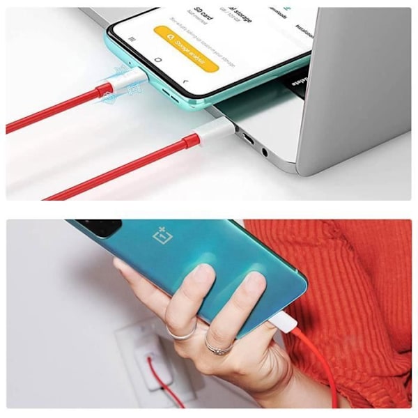 USB-C kabel - ONEPLUS - Original - 6,5A - 1m - Rød Röd
