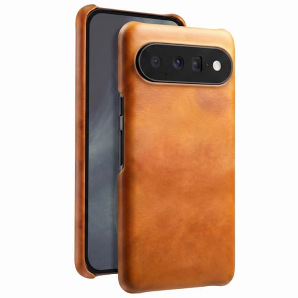 Cover til Google Pixel 11 Pro Hård Læder Effekt med Hævede Kanter Lys Brun brun