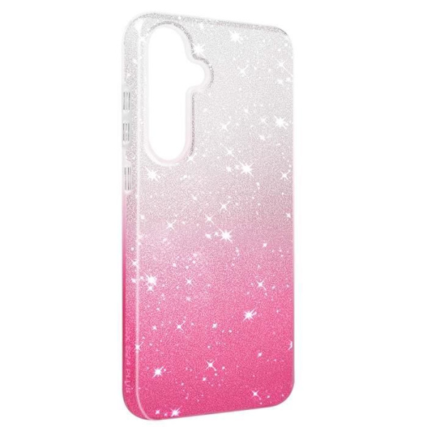 Fodral till Samsung Galaxy S24 Plus Glitter Silikon Halvstyv Fin Vit / Rosa - AVIZAR - Glamour - Blandat Rosa
