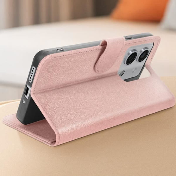 Kotelo Xiaomi Redmi Note 13 5G -lompakolle ja videotelineen samppanjapinkille Rosa