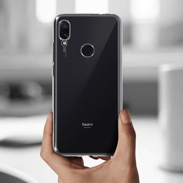 Suojakotelo - AVIZAR - Xiaomi Redmi Note 7 - Pehmeä silikoni - 9H Karkaistu lasi - Musta Svart