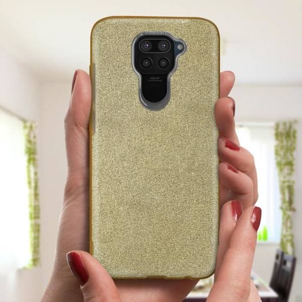 Skyddsfodral - AVIZAR - Xiaomi Redmi Note 9 - Glitter - Gult guld - Halvstyv silikon Gult guld