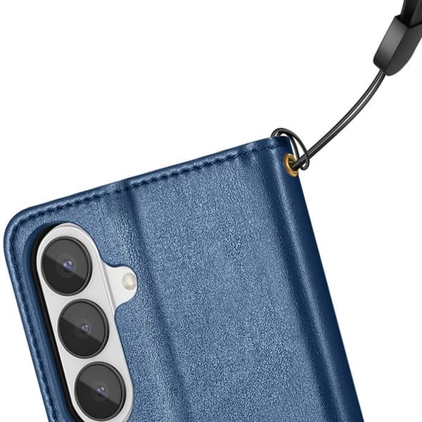 Plånboksfodral för Galaxy S26 med magnetknapp och nattblå handledsrem Blå