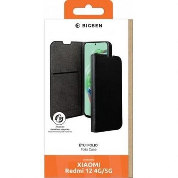 Etui til Xiaomi Redmi 12 4G / 5G - BIGBEN CONNECTED - Folio Wallet med kortholder og videounderstøttelse - Sort Svart