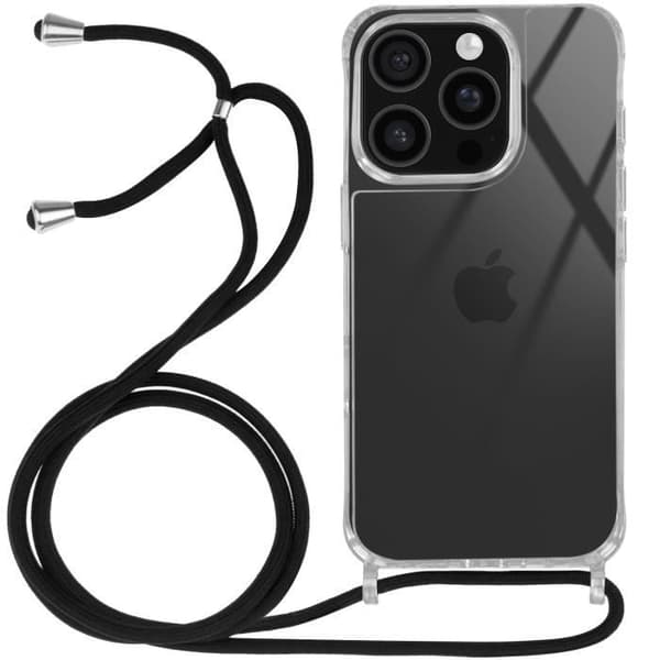 Coque - AVIZAR - iPhone 16 Pro - Silikon Stötsäker - Flätad Snodd - Transparent Transparent