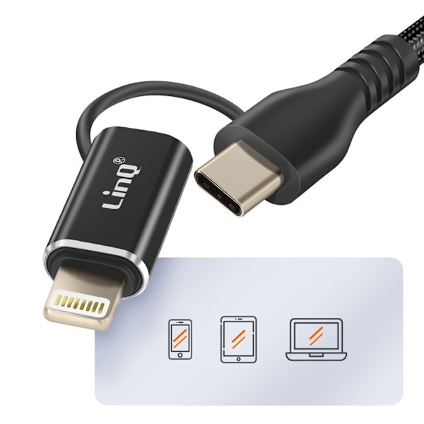 OTG USB til Lightning og USB-C Hurtig Dataoverførsel LinQ Sort