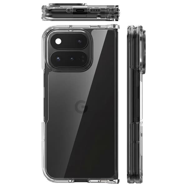 Fodral för Google Pixel 11 Pro Fold Bi-Material Design med Transparent Hinge Vit