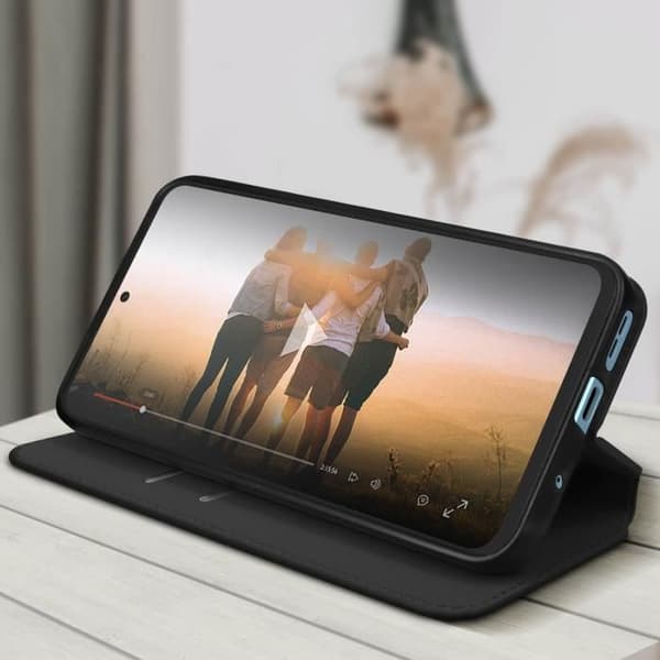 Etui til Redmi Note 12 4G - AVIZAR - Magnetisk flip-kortholder videounderstøttelse - Sort Svart