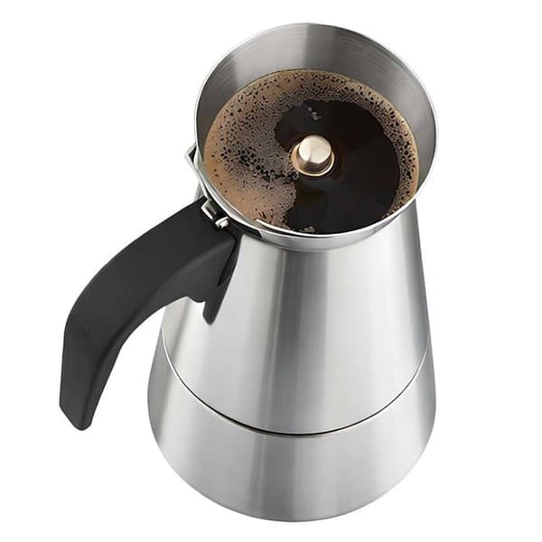 Cafeteria i rustfrit stål 12 kopper kompatibel med induktion til Moka-kaffe Cheffinger sølv Grå