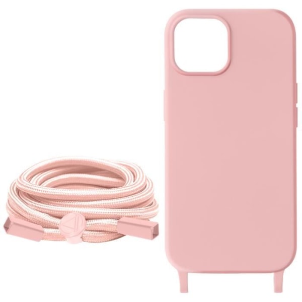 Lanyard Case iPhone 15 Plus -kaulalle Lanyard Corda Series Pink Puderrosa