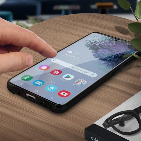 Cover - Samsung - Galaxy S20 Plus - Hårdt Bagsidebeskyttelse - Blød Frontbeskyttelse - Sort Svart
