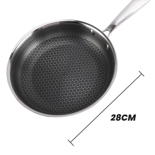 Stekpanna 28cm med bikakebeläggning och lång handtag Cheffinger Silver Grå