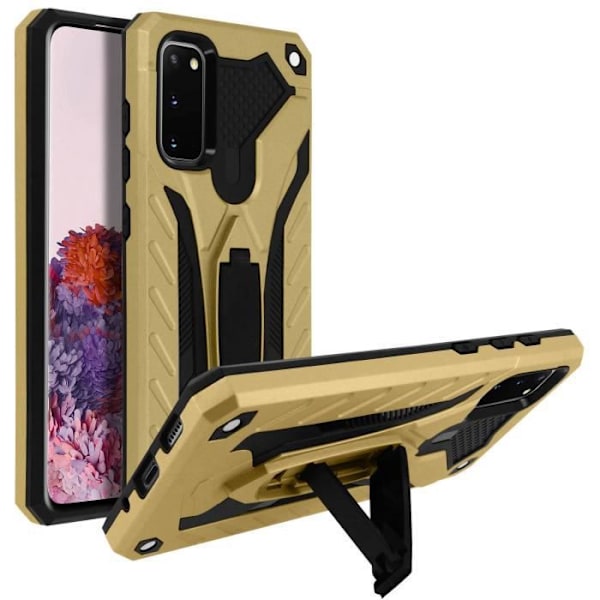 Coque Galaxy S20 - Bi-materiaali - Iskuntiheys - Video tukijalka - Keltainen/Kulta - Moderni Gyllene, gula