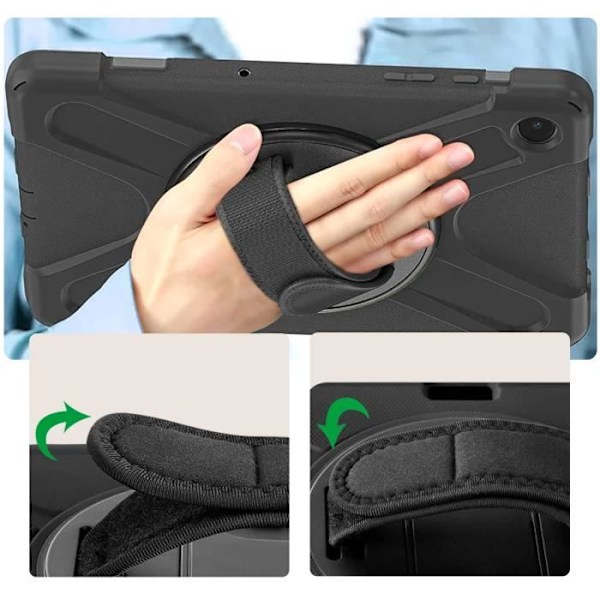 Fodral till Samsung Tab A9 Plus Stötsäkert handtag i två material Kickstand 4smarts Svart Svart