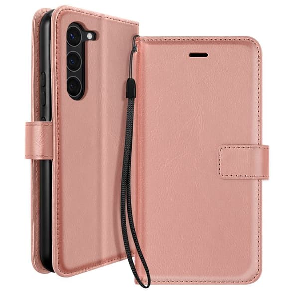 Pungetui til Samsung Galaxy S23 med håndledsrem og videostøtte Mayaxess Rosaguld Roséguld