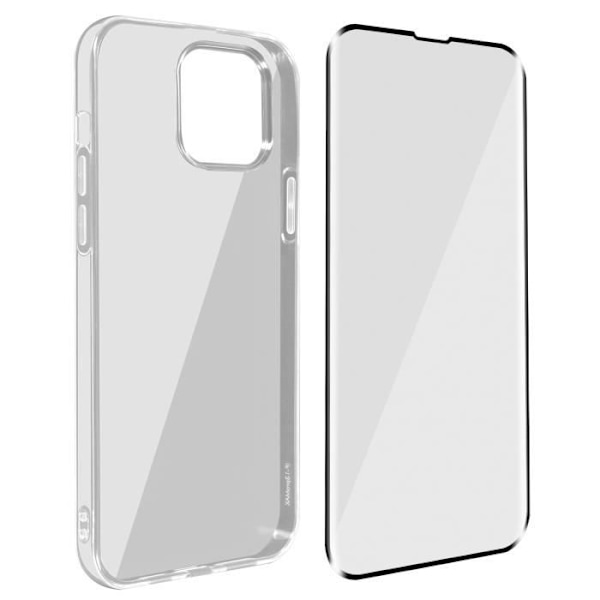 iPhone 13 Pro Max etui Blødt silikone 9H hærdet glasfilm gennemsigtig - AVIZAR - Sort Svart