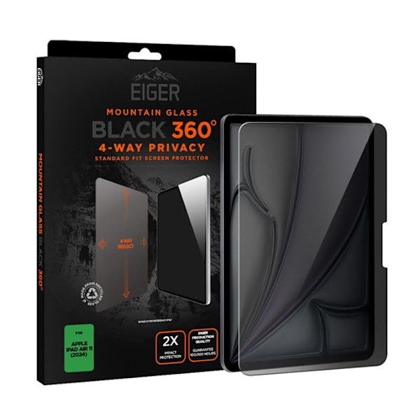 Skyddande härdat glas ASAHI 2.5D Integritet 360 grader för iPad Air 11" Eiger Transparent