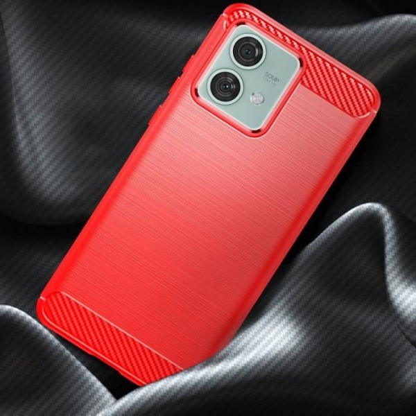 Mjuk skyddsfodral - AVIZAR - Motorola Edge 40 Neo - Röd - Kolfiber-effekt - Förstärkta stötskyddade hörn Röd