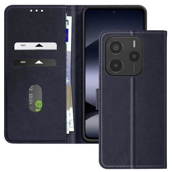 Plånboksfodral - Xiaomi - Redmi Note 14 5G - Nattblå - Videostöd - Magnetflik Blå