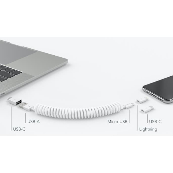 Kabel - Allroundo - MFI 2,4A - Vit - Universell - Allt-i-ett Vit