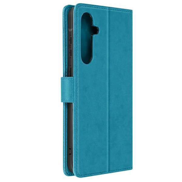 Etui til Samsung Galaxy A55 Pung Flower Butterfly med håndledsrem lyseblå