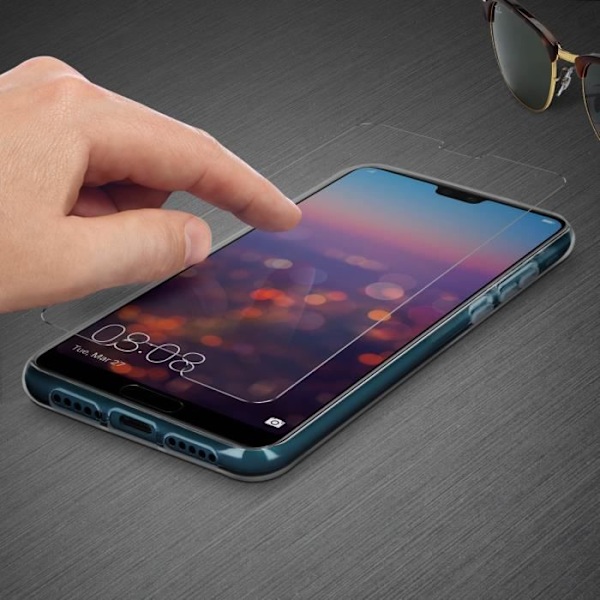 Suojakuori ja Suojakalvo - Huawei - P20 - läpinäkyvä Silikoni - Karkaistu lasi - Taipuva transparent