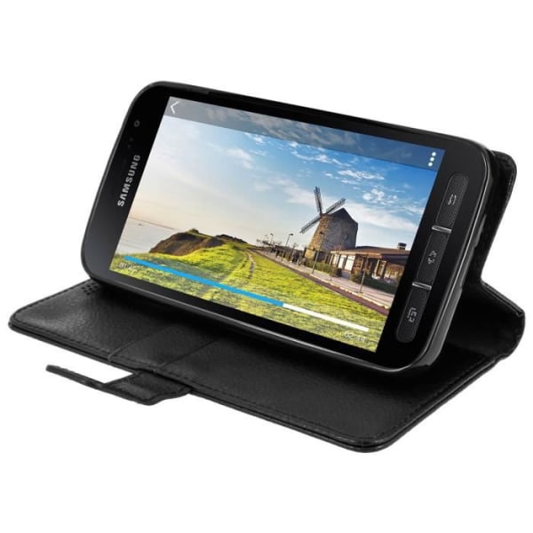 Etui Housse Portefeuille - AVIZAR - Samsung Galaxy Xcover 4/4S - Eco-læder - Sort - Fleksibel Svart