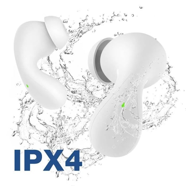 Vattentåliga trådlösa in-ear-hörlurar IPX4 med laddningsetui Blue Star Vit Vit