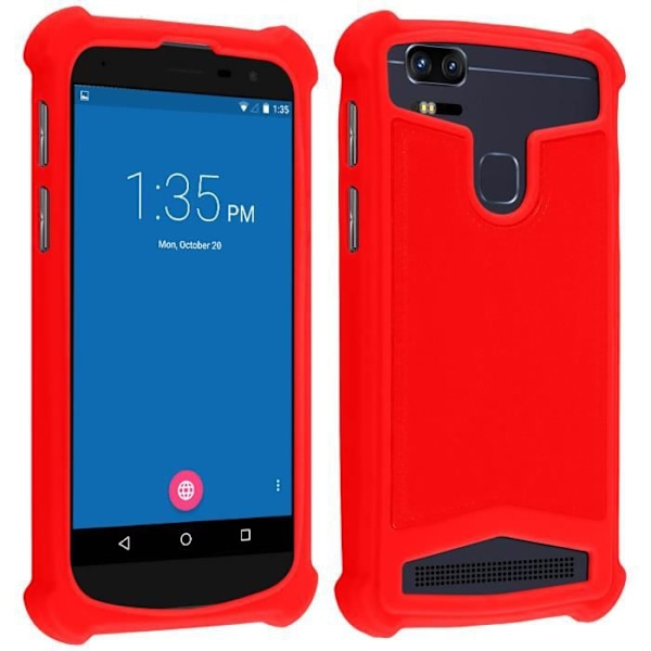 Smartphonefodral 4,7" till 5,3" Universal stötsäkert silikon eko-läder Röd
