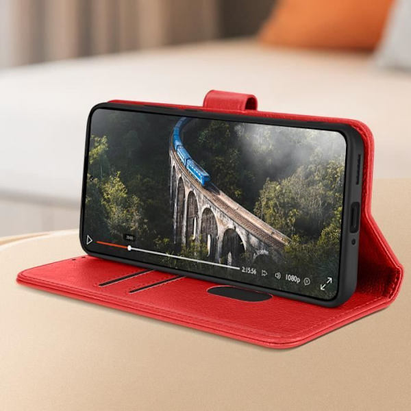 Kotelo Xiaomi 13T:lle ja 13T Prolle - AVIZAR - Chesterfield Series - Punainen - Jalustatoiminto Röd