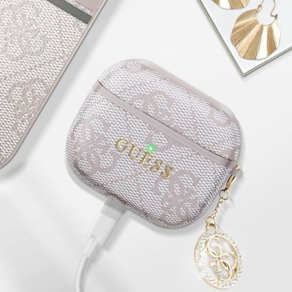Fodral för AirPods 3 med Elegant Charm Design Guess Rosa Puder Rosa